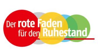 Viele Bunte Kreise mit dem Spruch enthalten: Der rote Faden für den Ruhestand.